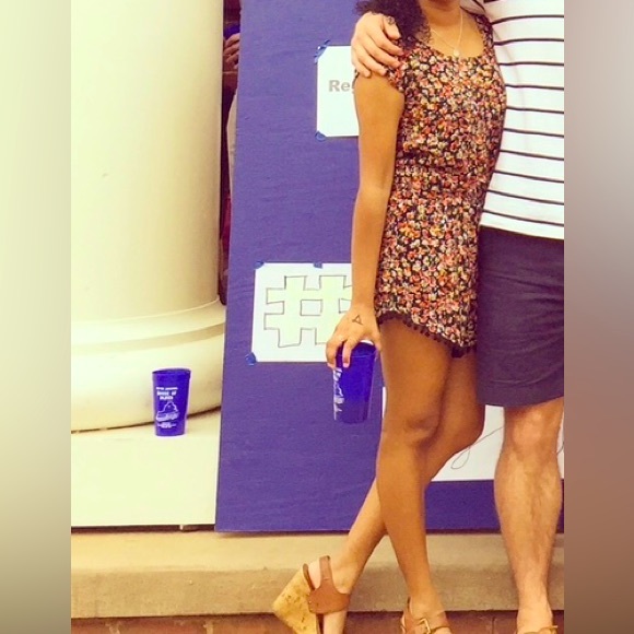 Floral romper with tassel detail, dipped open back - Picture 1 of 3